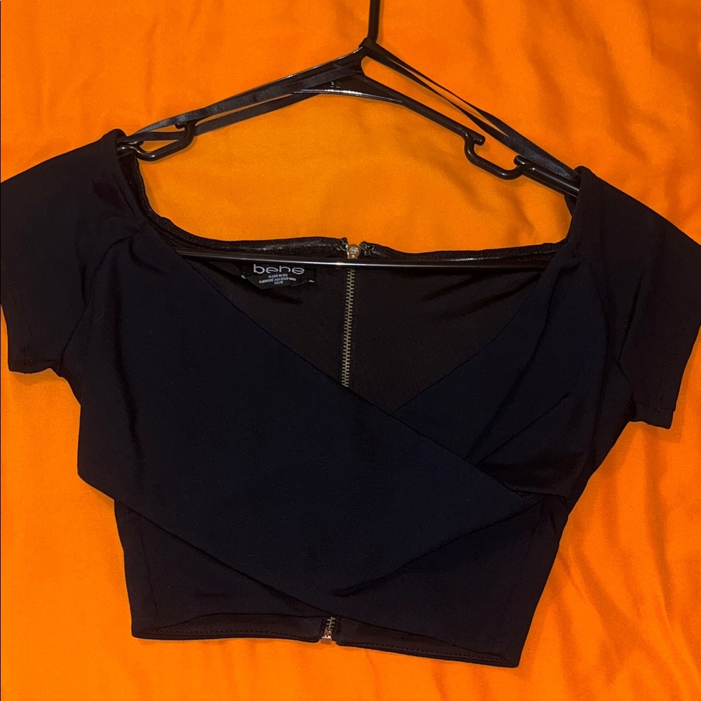 Bebe Elegant Black Wrap Top